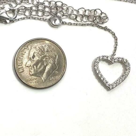 AFZ# sterling 925 silver necklace w/ Cz Heart pendant - Picture 10 of 12